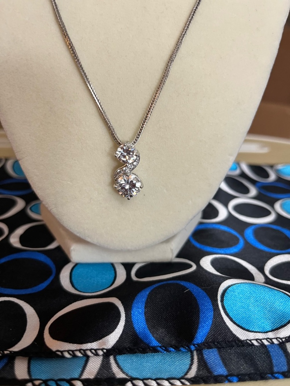 925 Silver Infinity Double-Crystal Pendant Necklace - Silver